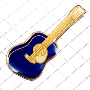 ピンバッジ・アコースティックギター音楽アコギ楽器ブルー青 GUITAR