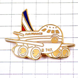 ピンバッジ・エールフランス航空ボーイング７４７飛行機 AIR-FRANCE BOEING-747 BOEING