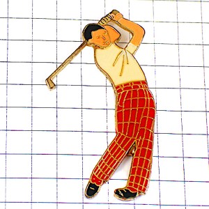 ピンバッジ・ゴルファー緑チェック柄ゴルフ GOLF PLAYER