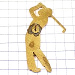 ピンバッジ・ゴルファー緑チェック柄ゴルフ GOLF PLAYER
