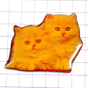 ピンバッジ・フサフサの猫２匹の写真