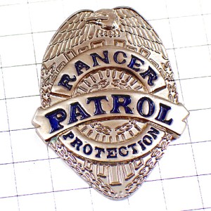 ピンバッジ・レンジャーパトロール保安ポリス警察シルバー銀色 RANGER PATROL POLICE USA