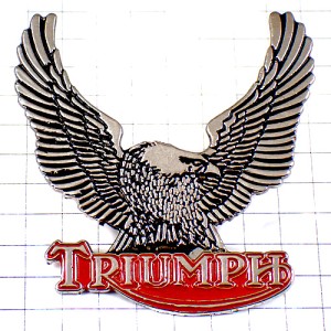 ピンバッジ・トライアンフ英国バイク二輪イーグル鷲わしイギリス銀色シルバー TRIUMPH ENGLAND EAGLE