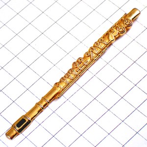 ピンバッジ・フルート音楽ゴールド金色の楽器