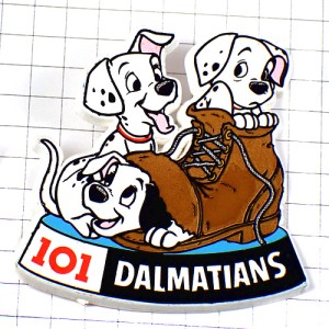 ピンバッジ・101匹わんちゃんディズニー/プラスチック製ダルメシアン犬 ONE-HUNDRED-AND-ONE-DALMATIANS