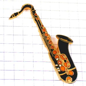ピンバッジ・黒いサックス音楽サクソフォン楽器 SAXOPHONE