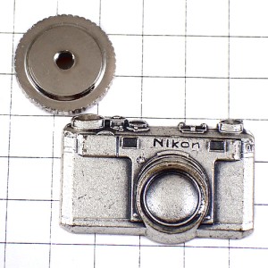 ピンバッジ・ニコンSカメラ写真一眼レフ撮影シルバー銀色 NIKON NIKON-S JAPAN