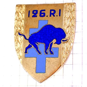 ブローチ・青い牛ウシ第126歩兵連隊フランス軍 126E-REGIMENT INFANTERIE 126RI FRANCE