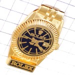 ピンバッジ・ロレックス金色の腕時計ゴールド黒い文字盤 ROLEX SWISS
