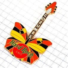 ピンバッジ・ハードロックカフェ店メキシコのコスメル蝶々エレキギター音楽楽器 HARD-ROCK-CAFE GUITAR COZUMEL MEXICO