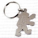 キーホルダー・プジョー車ライオン紺色ロゴ銀色シルバーエンブレム PEUGEOT FRANCE