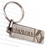 キーホルダー・ルノー車エンブレム銀色シルバーロゴ RENAULT FRANCE