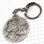 キーホルダー・ウシと豚と羊ヒツジ牛ブタ銀色シルバー