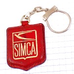 キーホルダー・シムカ車ツバメ燕レザー赤い革製 SIMCA