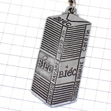 キーホルダー・コーヒー珈琲の袋シルバー銀色 CAFES-BIEC FRANCE キーホルダー・コーヒー珈琲の袋シルバー銀色 CAFES-BIEC FRANCE