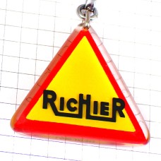 キーホルダー・赤い三角の道路標識リシエ黄色 RICHIER SIGNALISATION FRANCE