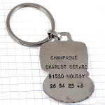 キーホルダー・ワインの酒樽と瓶ボトルとグラス銀色シルバー CHAMPAGNE MOUSSY FRANCE