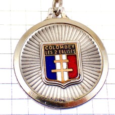 キーホルダー・ドゴール将軍の肖像シルバー銀色ロレーヌ十字トリコロール紋章 GENERAL-DE-GAULLE PRESIDENT WW2 FRANCE