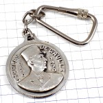 キーホルダー・ドゴール将軍の肖像シルバー銀色ロレーヌ十字トリコロール紋章 GENERAL-DE-GAULLE PRESIDENT WW2 FRANCE