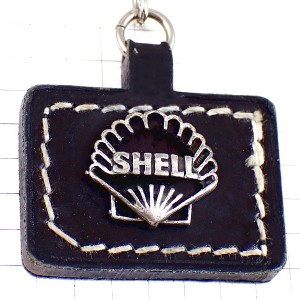 キーホルダー・シェル石油ブラック黒色の貝レザー革製 SHELL LEATHER ENGLAND