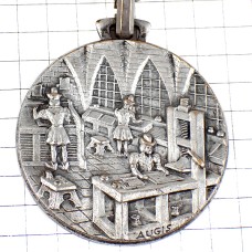 キーホルダー・印刷技術プリント中世の工場シルバー銀色 キーホルダー・印刷技術プリント中世の工場シルバー銀色