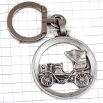 キーホルダー・アンティークカー車シルバー銀色