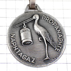 キーホルダー・コウノトリ鳥ガスタンク銀色シルバー