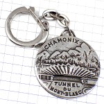 キーホルダー・シャモニーのモンブラン山トンネルの入口シルバー銀色 MONT-BLANC TUNNEL CHAMONIX COURMAYEUR ALPS FRANCE ITALY