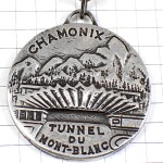 キーホルダー・シャモニーのモンブラン山トンネルの入口シルバー銀色 MONT-BLANC TUNNEL CHAMONIX COURMAYEUR ALPS FRANCE ITALY