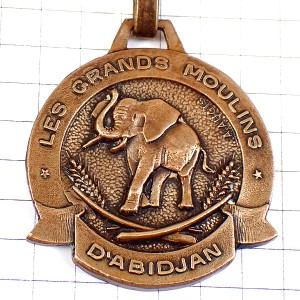 キーホルダー・アビジャン象ゾウ小麦の穂ブロンズ色コートジボワール