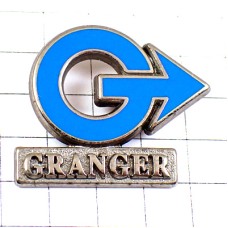 ピンバッジ・アルファベットＧ→青い矢印文字 GRANGER ARROW FRANCE