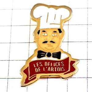ピンバッジ・シェフ料理人コックさん帽子ヒゲ蝶ネクタイ