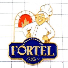 ピンバッジ・火のついた窯の前のシェフ料理人コックさん FORTEL FRANCE