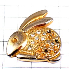 ピンバッジ・ウサギ兎ゴールド金色ラインストーン RABBIT ピンバッジ・ウサギ兎ゴールド金色ラインストーン RABBIT