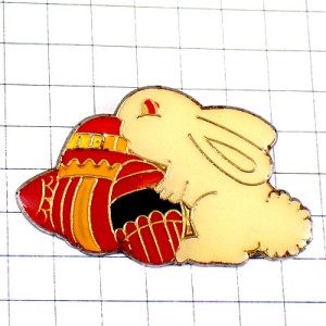 ピンバッジ・イースター復活祭の卵うさぎウサギ子兎 PAQUES EASTER EGG RABBIT