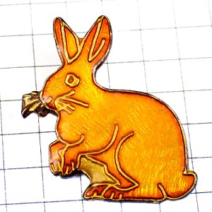 ピンバッジ・茶色いウサギ兎