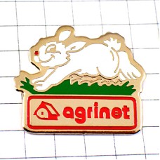 ピンバッジ・白いウサギ草むらを跳ねる兎 AGRINET RABBIT FRANCE ピンバッジ・白いウサギ草むらを跳ねる兎 AGRINET RABBIT FRANCE
