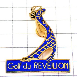 ピンバッジ・ゴルファー青クラブを振り回す