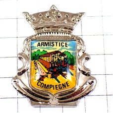 ピンバッジ・鉄道トレイン休戦協定シルバー銀色紋章 COMPIEGNE WAGON ARMISTICE WW1 FRANCE