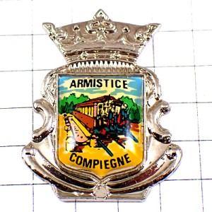 ピンバッジ・鉄道トレイン休戦協定シルバー銀色紋章