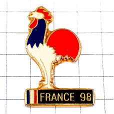 ピンバッジ・サッカーワールドカップ大会ニワトリ雄鶏フランス国鳥トリコロール WORLD-CUP-1998 FRANCE-98 WORLDCUP-1998