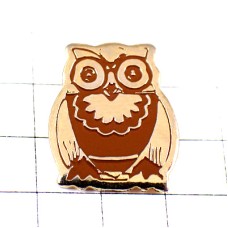 ピンバッジ・フクロウ鳥ミミズク茶色い梟 HIBOU OWL