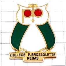 ピンバッジ・みどりのフクロウ梟ミミズク鳥 HIBOU OWL BROSSOLETTE FRANCE