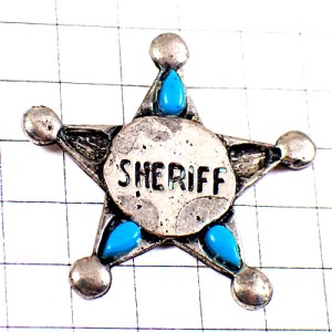 ピンバッジ・シェリフ保安官アメリカ星/USAポリス警察シルバー銀色 SHERIFF