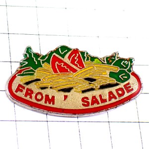 ピンバッジ・フライドポテト野菜トマト緑サラダ FRITTES  FRANCE