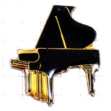 ピンバッジ・アップライト黒いピアノ音楽ミュージック楽器 BLACK PIANO