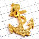 ピンバッジ・イカリとロープ船の錨と綱ゴールド金色