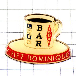 ピンバッジ・バー白いカップ珈琲コーヒーたばこ煙草店ロトくじ