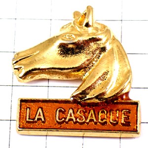 ピンバッジ・金色のウマ馬ゴールド