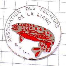 ピンバッジ・赤い魚フィッシング釣り協会さかな LA-LIANE FISHING FRANCE